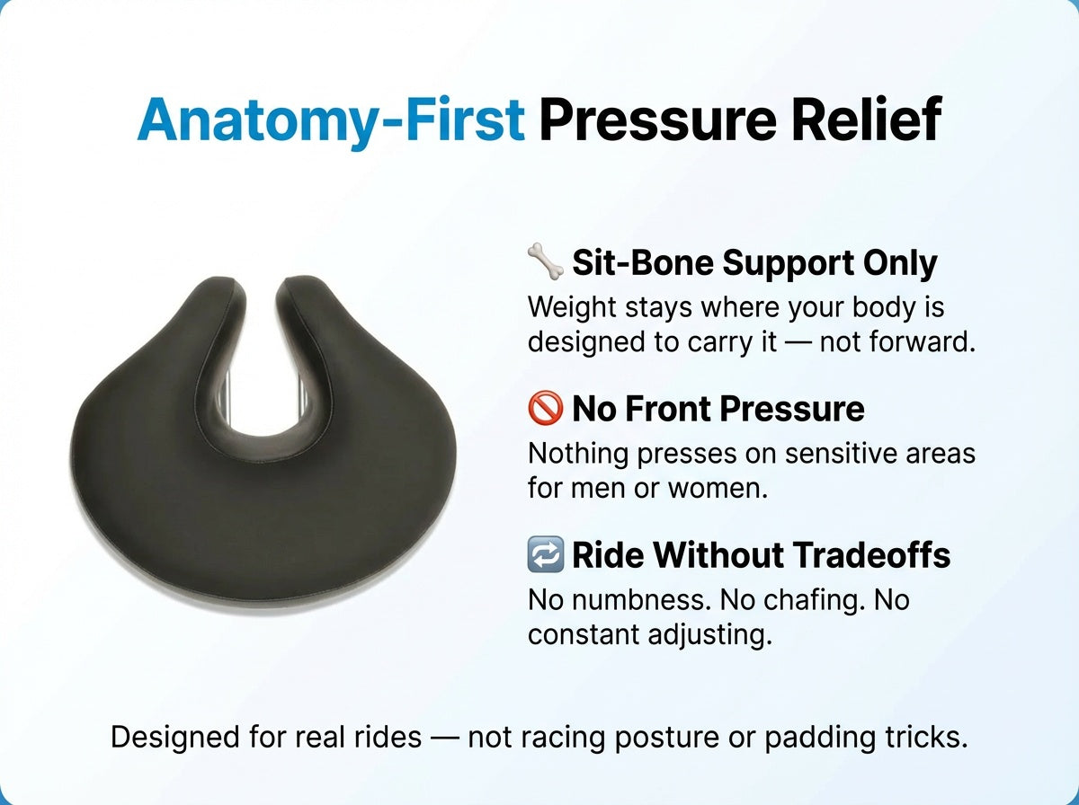 Comfort Series Noseless Bike Saddle for Commuter Bikes, and Beach Cruisers